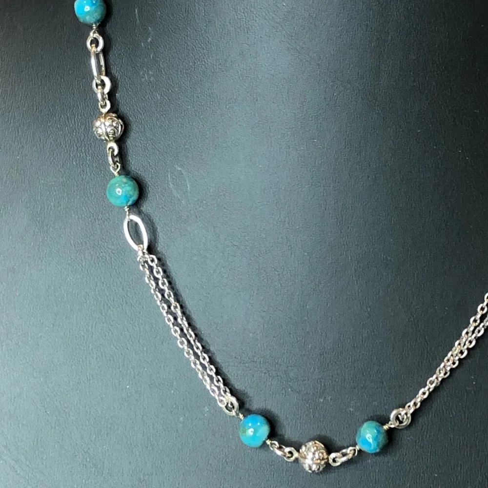 LOIS HILL & MICHAEL DAWKINS Sterling Silver Turquoise Necklace and Earring Set